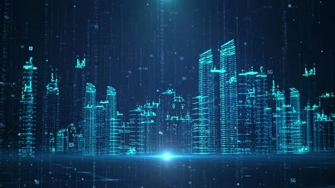 Background of virtual future technology smart city Stock Footage 146960753