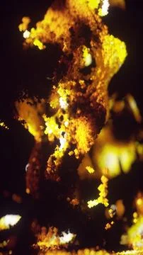 A background visual with particles arranged in a voxel style, warm fire style Stock-Fotos