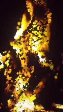 A background visual with particles arranged in a voxel style, resembling flames Stock Photos