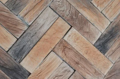 The background of the wall is decorative light beige stone and brick. Facad.. Foto stock