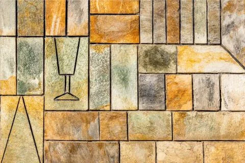 Background. Wall with different rectangles. Ornament background. Geometric Stock Photos