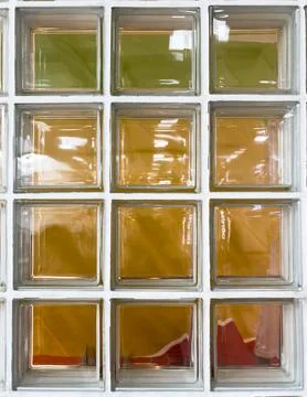 Background wall of glass, window, A window with a yellow and white frame Stock Photos
