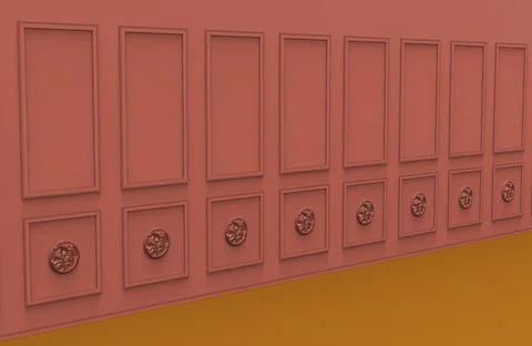 Background wall interior vintage red style 3d illustration Stock Illustration
