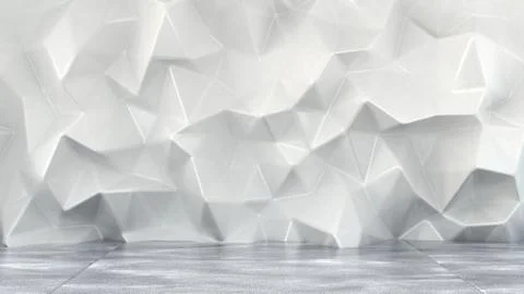 Background, wall of interior with white, geometric relief. 3d illustration, 3 스톡 일러스트