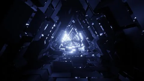 BACKGROUND WALLPAPER 3d illustration triangle space tunnel with texture Stock Illustration