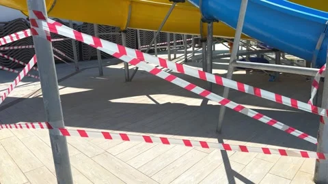 Background with a warning red and white ribbon. Stock Footage 285045116