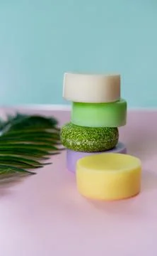 Background wash bathroom solid soap shampoo balm Stock Photos