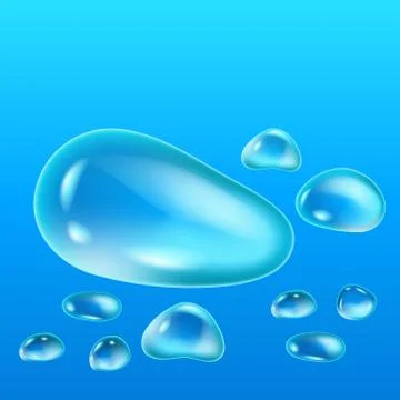 Background with water drops of different forms. Vector illustration. Stock Illustration
