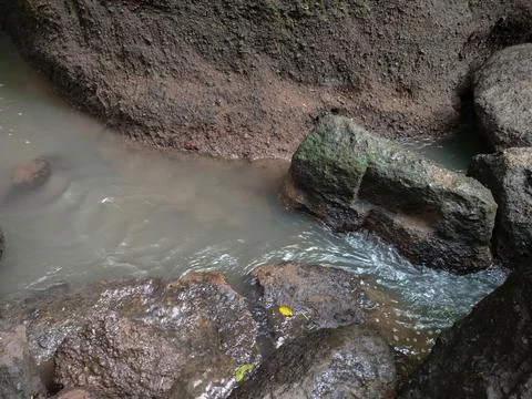 Background of water flow between rocks Stock Photos