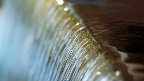 Background with water flow close-up. Clear water stream, quiet waterfall. Stock Footage 117134934