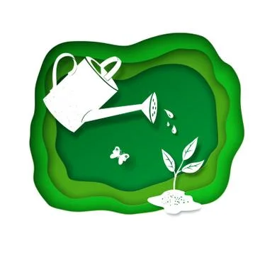 Background with watering can Stock Illustration