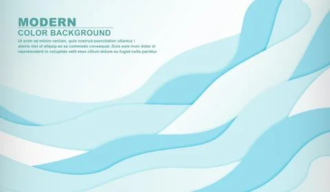 Background wave abstract paper cut style with soft blue color Stock Illustration