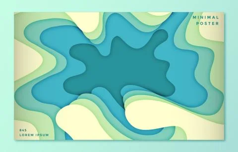 Background wave abstract paper cut style with soft blue color Stock Illustration