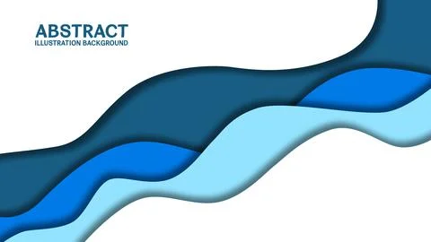 Background wave paper art design. Vector paper cut illustration. Stock Illustration