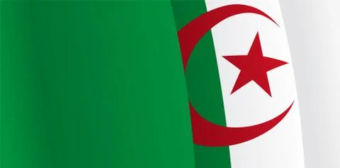Background with waving Algerian Flag. Vector Stock Illustration