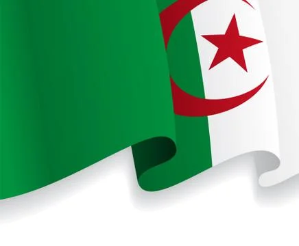 Background with waving Algerian Flag. Vector Stock Illustration