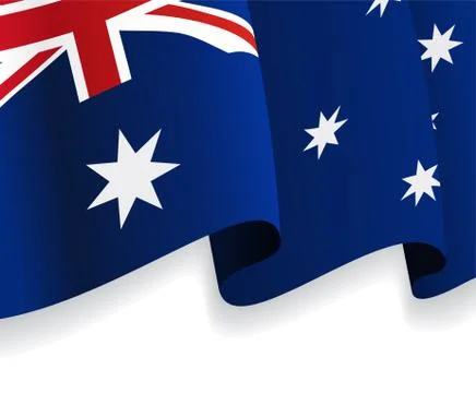 Background with waving Australian Flag. Vector Stock Illustration