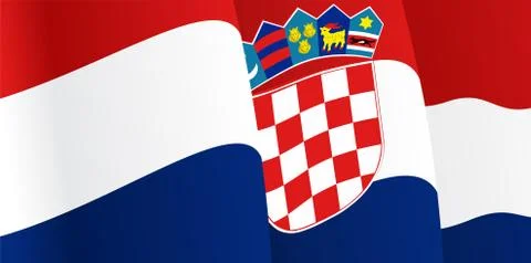Background with waving Croatian Flag. Vector Stock Illustration