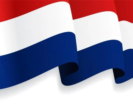 Background with waving Dutch Flag. Vector Stock Illustration