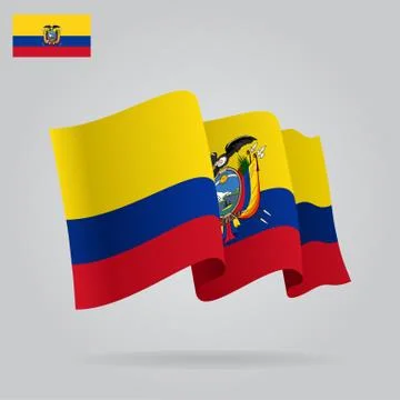 Background with waving Ecuadorian Flag. Vector Stock Illustration