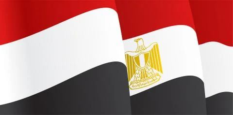 Background with waving Egyptian Flag. Vector Stock Illustration