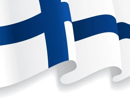 Background with waving Finnish Flag. Vector Stock Illustration