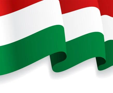 Background with waving Hungarian Flag. Vector Stock Illustration