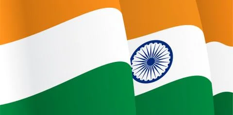 Background with waving Indian Flag. Vector Stock Illustration