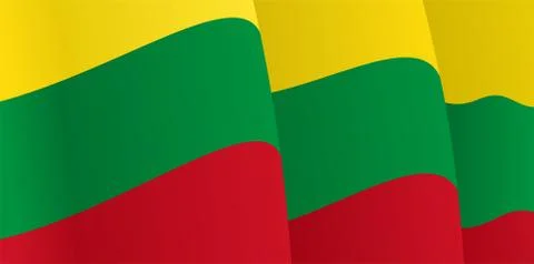Background with waving Lithuanian Flag. Vector Stock Illustration
