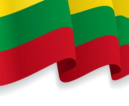 Background with waving Lithuanian Flag. Vector Stock Illustration