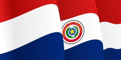Background with waving Paraguayan Flag. Vector Stock Illustration