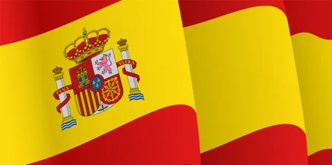 Background with waving Spanish Flag. Vector Stock Illustration
