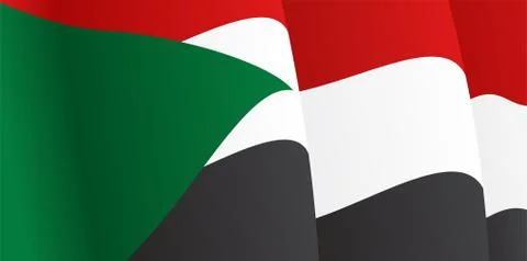 Background with waving Sudan Flag. Vector Stock Illustration