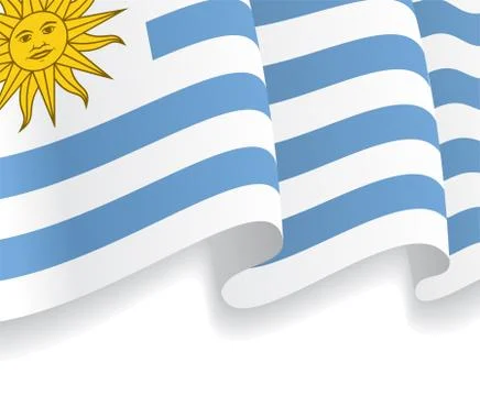Background with waving Uruguayan Flag. Vector Stock Illustration