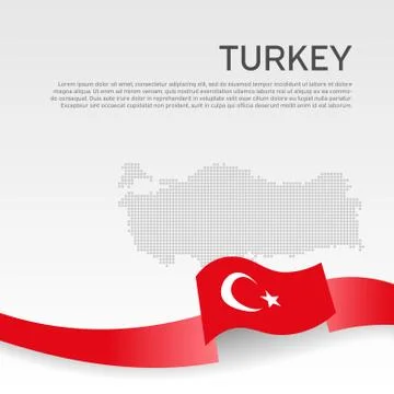 Background with wavy flag and map of turkey. Business booklet. Turkish patriotic Stock Illustration