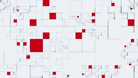 Background of white and red cubes moving at different levels. Infinitely looped Stock Footage 195151922