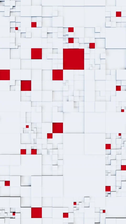 Background of white and red cubes moving at different levels. Vertical loop.. Stock Footage 226370042