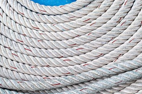 Background white cable curved texture natural jute pattern marine design Stock Photos