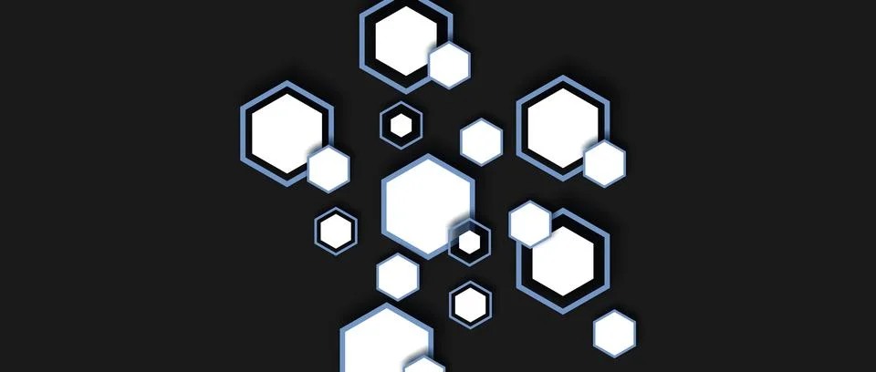 Background with white hexagons pattern. Abstract black backdrop. Modern  스톡 일러스트
