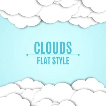 Background of white paper clouds with a shadow. A place for your projects. .. Stock Illustration