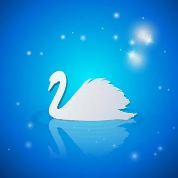 Background with white swan Stock Illustration
