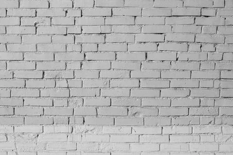 Background of wide white brick wall texture. Old brown brick wall concrete or Stock Photos