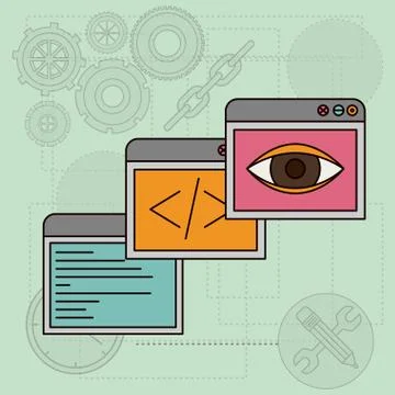 Background with windows apps for design 스톡 일러스트