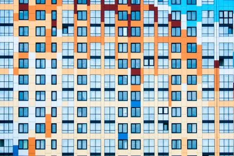 Background with windows on a colored wall Stock Photos