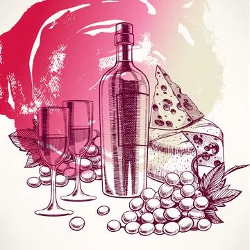 Background with a wine bottle - 2 Ilustración de archivo