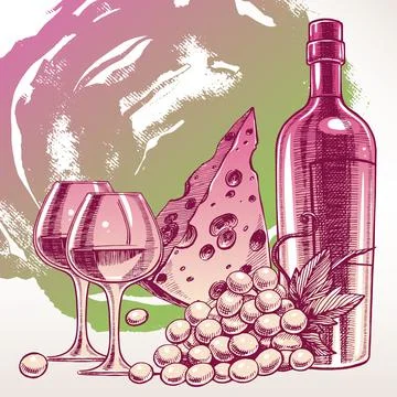 Background with a wine bottle Stock Illustration