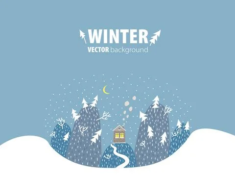 Background for Winter design with place for text. Mountain Landscape in Winte Stock Illustration