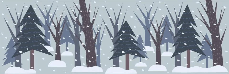 Background with winter forest Stock Illustration