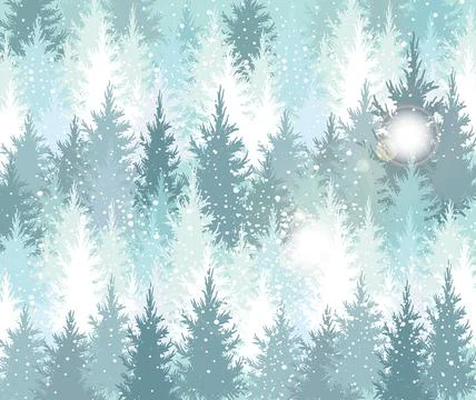Background with winter forest Stock Illustration