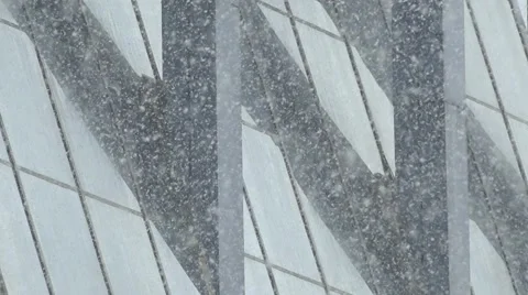 Background. Winter. Is thick snow on the background of the mirrored Windows. Video stock 66878977